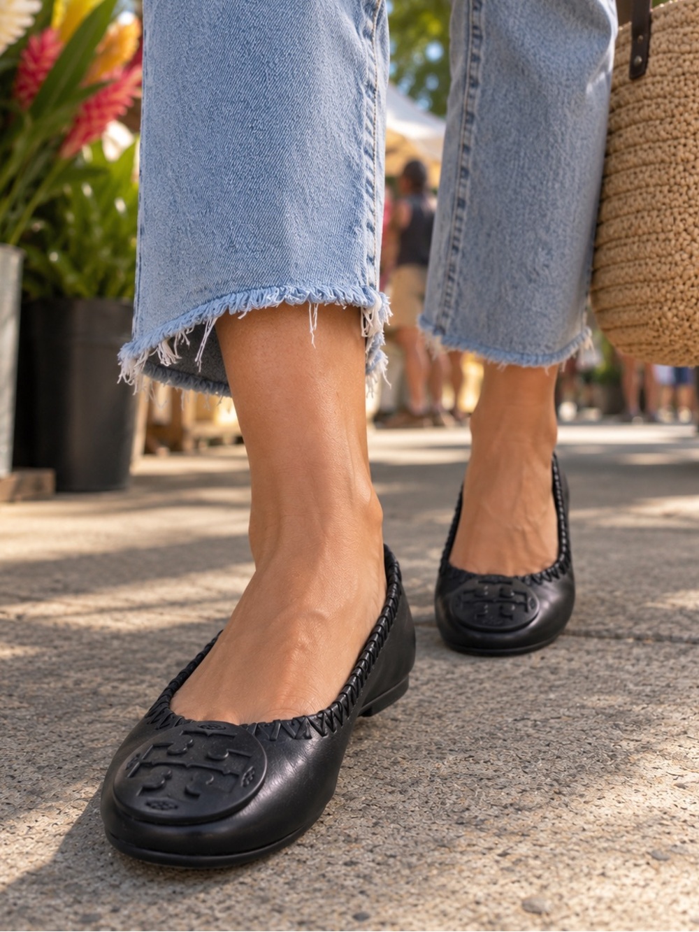 Tory Burch Woven Leather Ballet Flats, sz 7